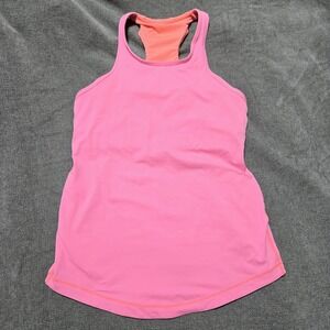 Lululemon Final Lap Tank Women's Size 10 Neon Orange Run Top Shelf Bra Racerback